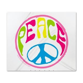 1960S Gifts  1960S Bedroom  Hippie Peace Sign King Duvet