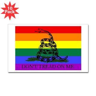 Rainbow Gadsden Flag Rectangle Sticker 10 pk)