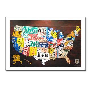 United States License Plate Map Postcards (8) for $9.50