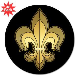 Gold Fleur de lis 3 Lapel Sticker (48 pk)