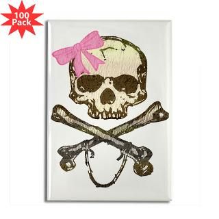 skull and crossbones with pink bow rectangle magne $ 184 99