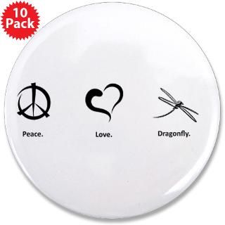 Peace. Love. Dragonfly. 3.5 Button (10 pack)