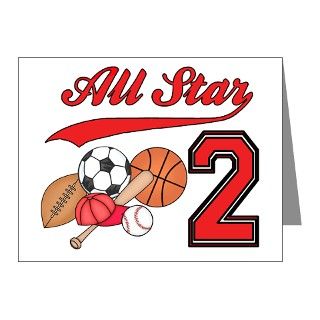 Gifts  2 Note Cards  AllStar Sports 2nd Birthday Invitations (10 Pk