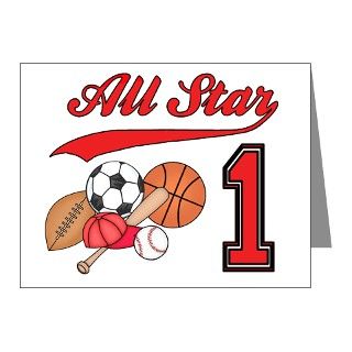 Note Cards  All Star Sports First Birthday Invitations (10 Pk