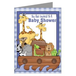  Animals Greeting Cards  Noahs Ark Baby Shower Invitations (Blue