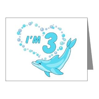 Gifts  3 Note Cards  Dolphin Heart 3rd Birthday Invitations (20 pk