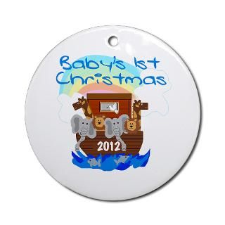 Noahs Ark Babys 1st Christmas Ornament (Round)  Babys First