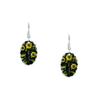 Bloom Gifts  Bloom Jewelry  Botanical Sunflowers Earring Oval Charm