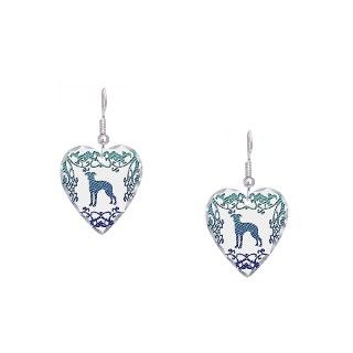 Art Gifts  Art Jewelry  Greyhound Earring Heart Charm