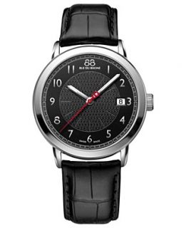88 RUE DU RHONE Watch, Mens Swiss Double 8 Origin Black Leather Strap