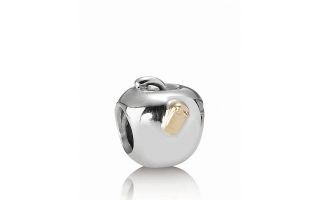 PANDORA Charm   Sterling Silver & 14K Gold Apple Worm