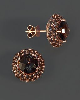 Smokey Quartz Stud Earrings in 14K Rose Gold