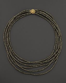 Pyrite Rondell Six Strand Necklace, 17