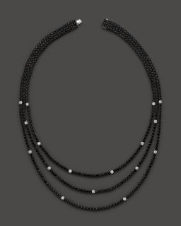 Coin 18K White Gold Fantasia Black Sapphire And Diamond Necklace, 17