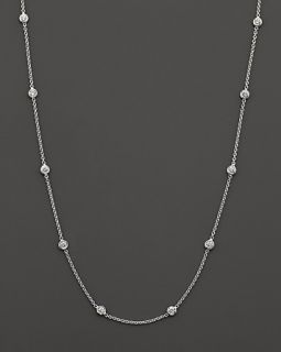 Coin Diamond Station Necklace in 18 Kt. White Gold