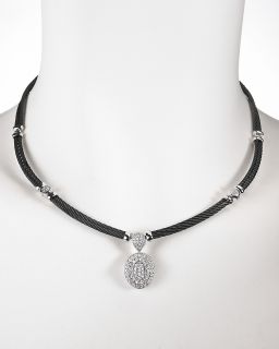 Oval Celtic Noir Necklace in 18 Kt. White Gold