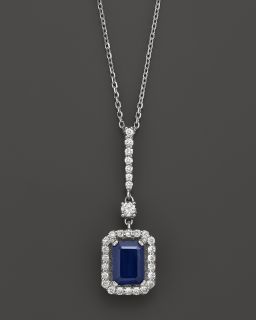 & Sapphire Pendant Necklace in 14K White Gold, 18