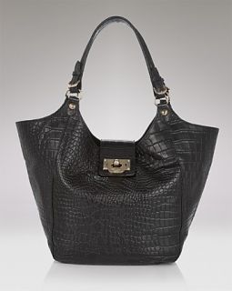 DKNY Croc Embossed Leather Medium Slouchy Tote