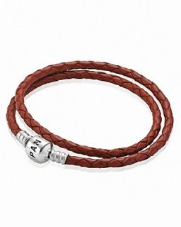 PANDORA Bracelet   Red Leather Double Wrap with Sterling Silver Clasp