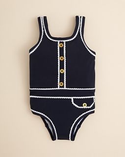 Girls Navy Pique Swim Suit   Sizes 3 24 Months