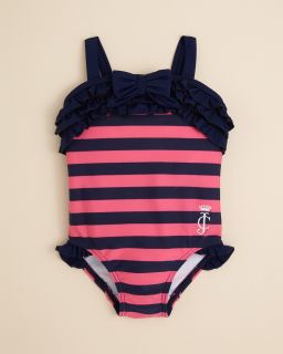 Girls Ruffle Stripe Swim Suit   Sizes 3 24 Months