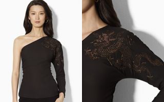 Lauren Ralph Lauren One Shoulder Dragon Blouse_2