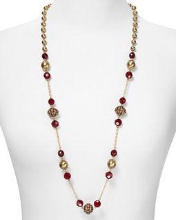 14K Gold Plated Vintage Bordeaux Beaded Necklace, 36