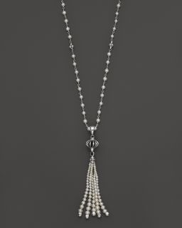 Silver Luna Pearl Tassel Pendant Necklace, 36