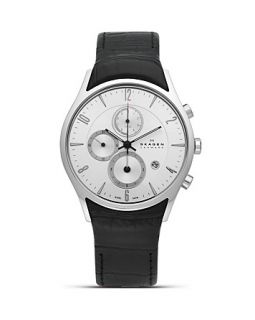 Skagen Line Extensions Steel and Leather Watch, 40mm