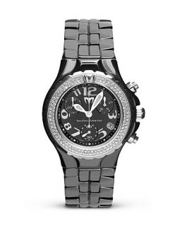 Ceramic Black Chronograph Watch with Diamonds, 39 mm