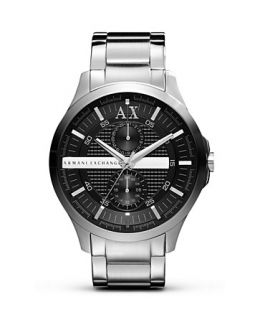 Armani Exchange Silver and Black Stainless Steel Chronograph Watch