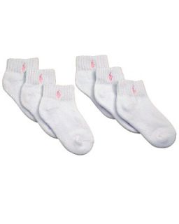 Ralph Lauren Childrenswear Girls Sport Quarter Socks, 6 Pack   Sizes