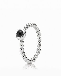 PANDORA Ring   Sterling Silver & Onyx Cabochon Beaded