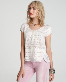 free people tee crochet punched eyelet price $ 68 00 color ivory combo