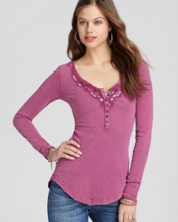free people tee legacy crochet henley price $ 68 00 color orchid size