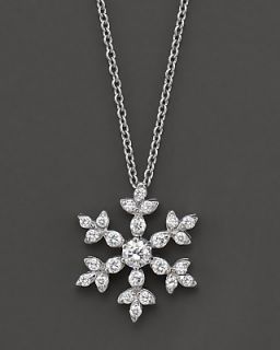 Diamond Snowflake Pendant Necklace in 14 kt. White Gold