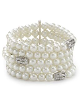 crystal stretch bracelet price $ 78 00 color white pearl quantity 1 2