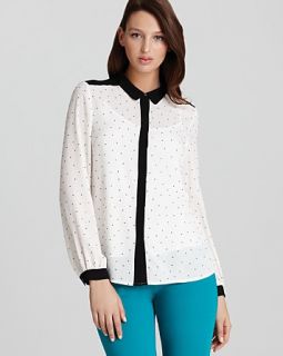 dknyc contrast collar blouse price $ 119 00 color ivory size select