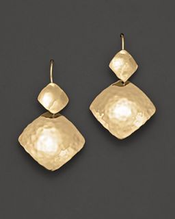 14K Yellow Gold Tapered Cushion Drop Earrings