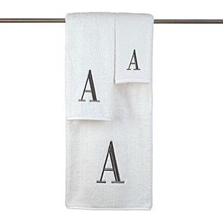 Avanti Monogram Letter Towels, White & Gray