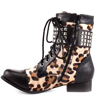 Color Wild Child Combat Boot   Leopard for 89.99