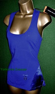Karen Millen Blue Silk Cotton Lace Back Safari Vest Top