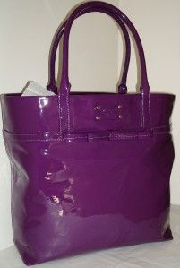 New Kate Spade French Bon Vivant Purple Patent Leather Amelia Tote Bag