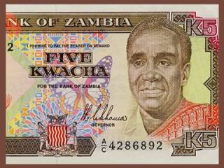 Kwacha Banknote Zambia 1989 African Fish Eagle UNC