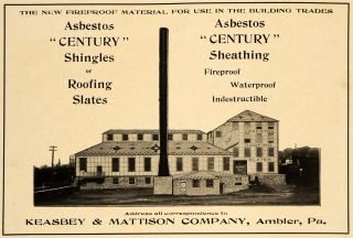1906 Ad Keasbey Mattison Asbestos Century Shingles Sheathing Home