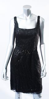 Elie Tahari Womens Kearney Dress Black Sequin Sz 8