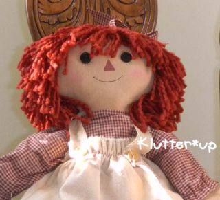 Country Primitive Prim Fabric Raggedy Ann Girl Doll 20