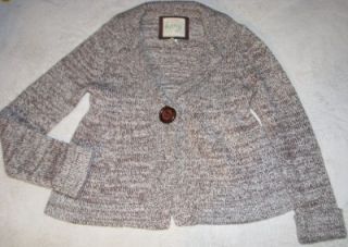 Kenji Womens Cream Brown Wool Blend Cardigan Sweater Sz M Medium Long