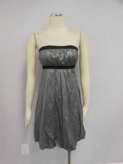 Kensie Girl Anthropologie Silver Sparkle Ruched Strapless Formal Party