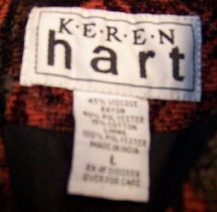 Keren Hart Womens Black Tapestry Jacket Blazer Coat Sz L